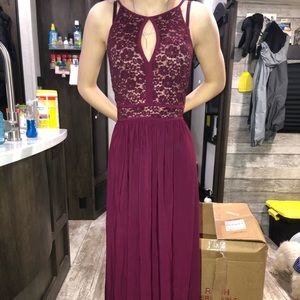 Lace Maroon Prom Dress